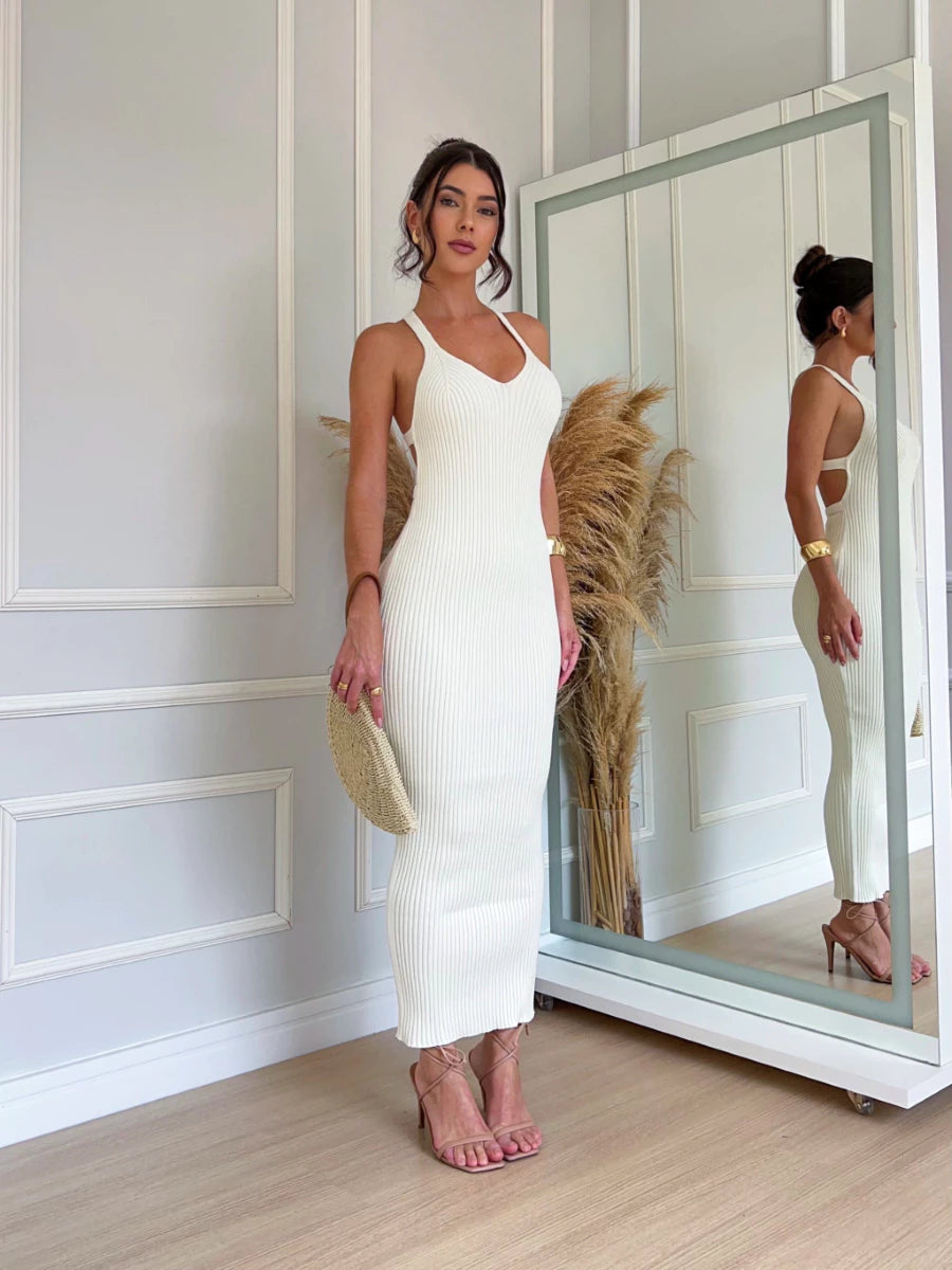 Sabrina Modal Knit Dress with Open Back