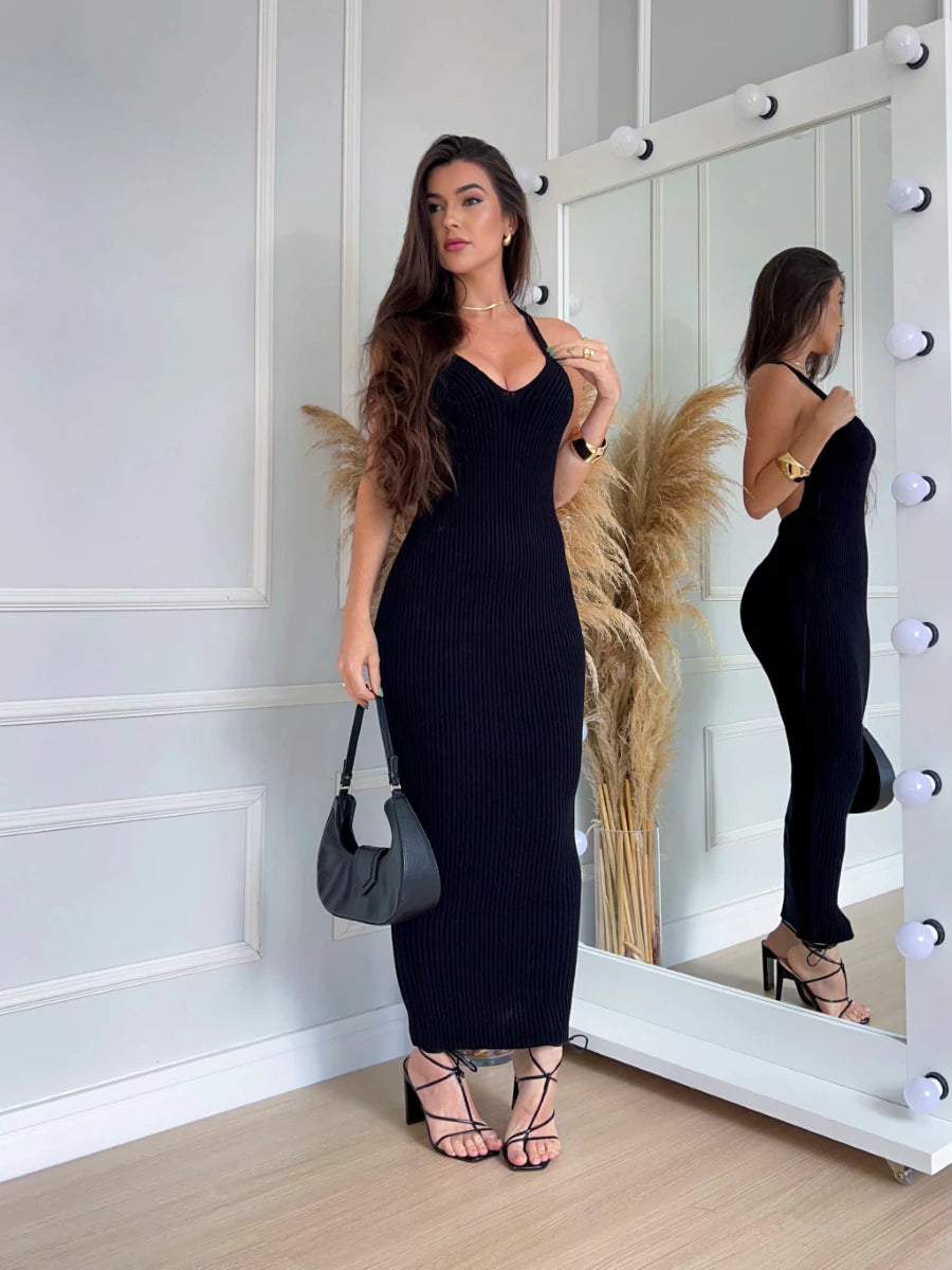 Sabrina Modal Knit Dress with Open Back