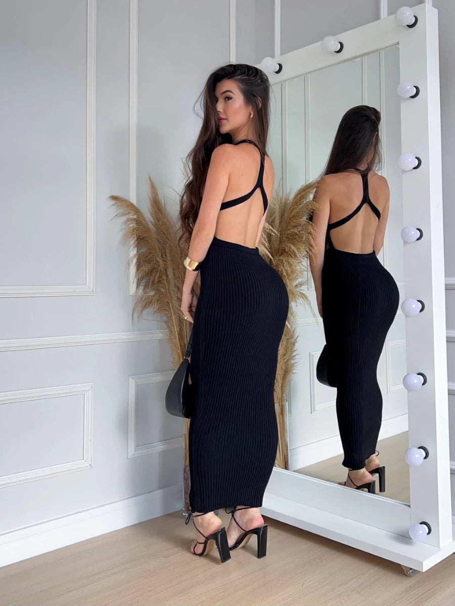 Sabrina Modal Knit Dress with Open Back