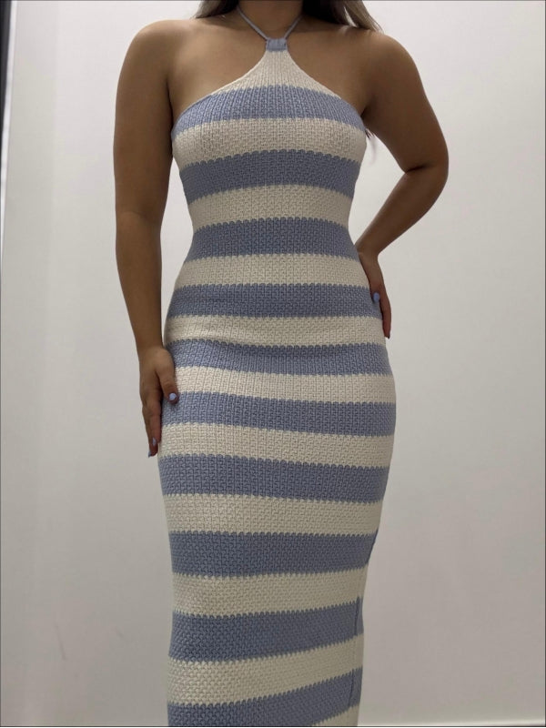 Juliana Modal Striped Midi Knit Dress