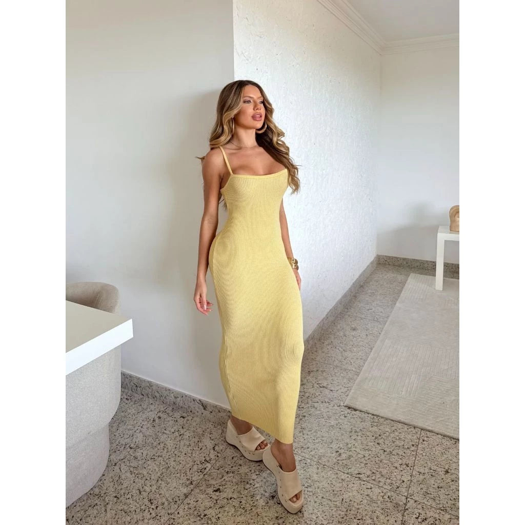 Marcela Modal Knit Midi Dress with Thin Straps